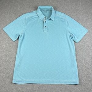 Johnston & Murphy Shirt Men Medium Blue Short Sleeve Polo Soft Lightweight Modal